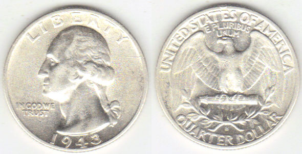 1943 S USA silver Quarter Dollar A000015